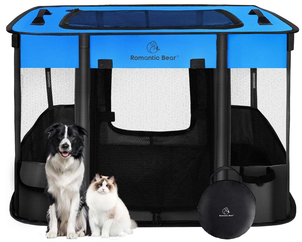 ROMANTIC BEAR dog playpen foldable design for easy transport and versatile indoor-outdoor use