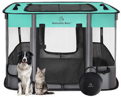 ROMANTIC BEAR dog playpen folded compact for easy storage