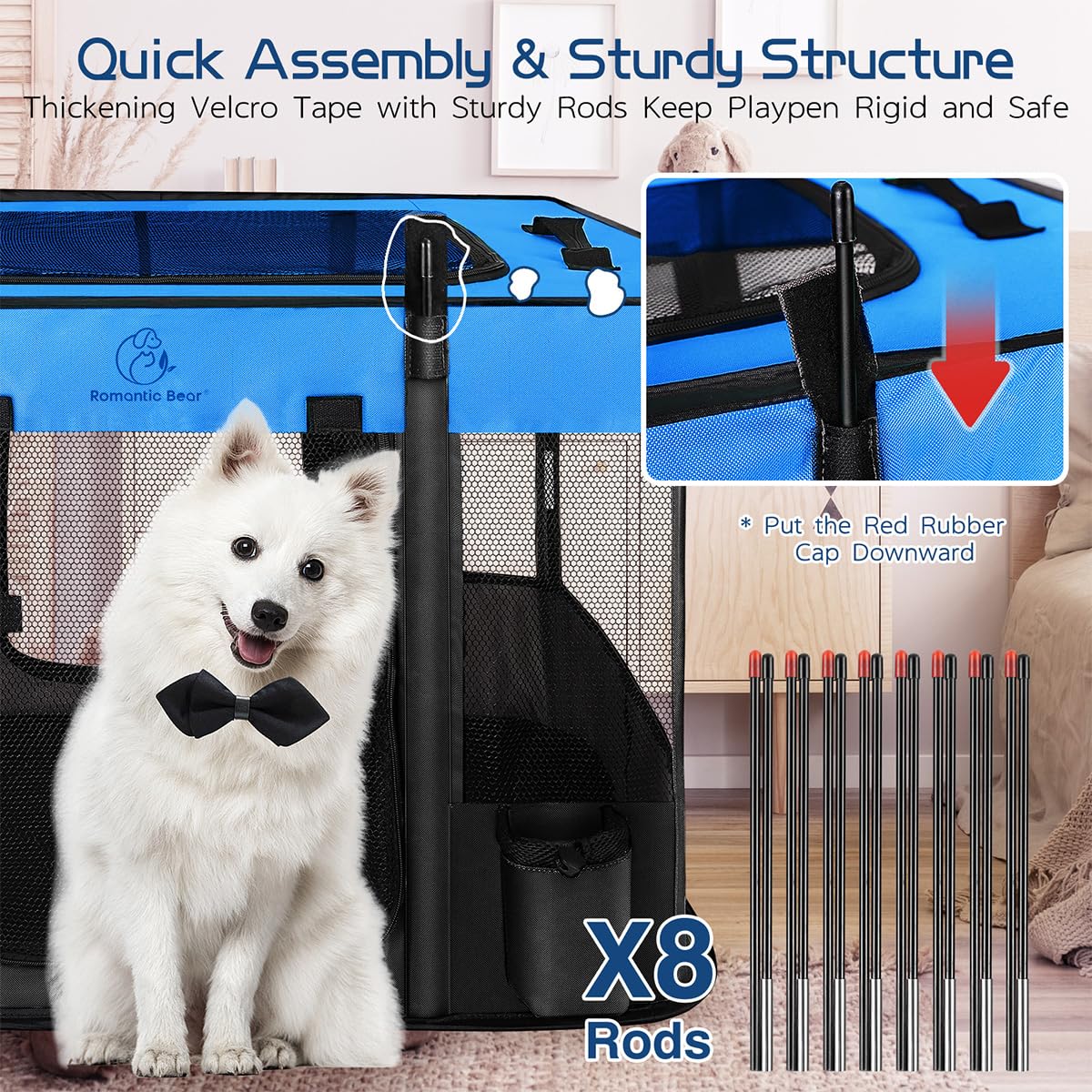 ROMANTIC BEAR water-resistant Oxford cover protects interiors during outdoor use