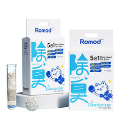 Romod 2Bags 5-in-1 tofu cat litter packaging shows eco-friendly design