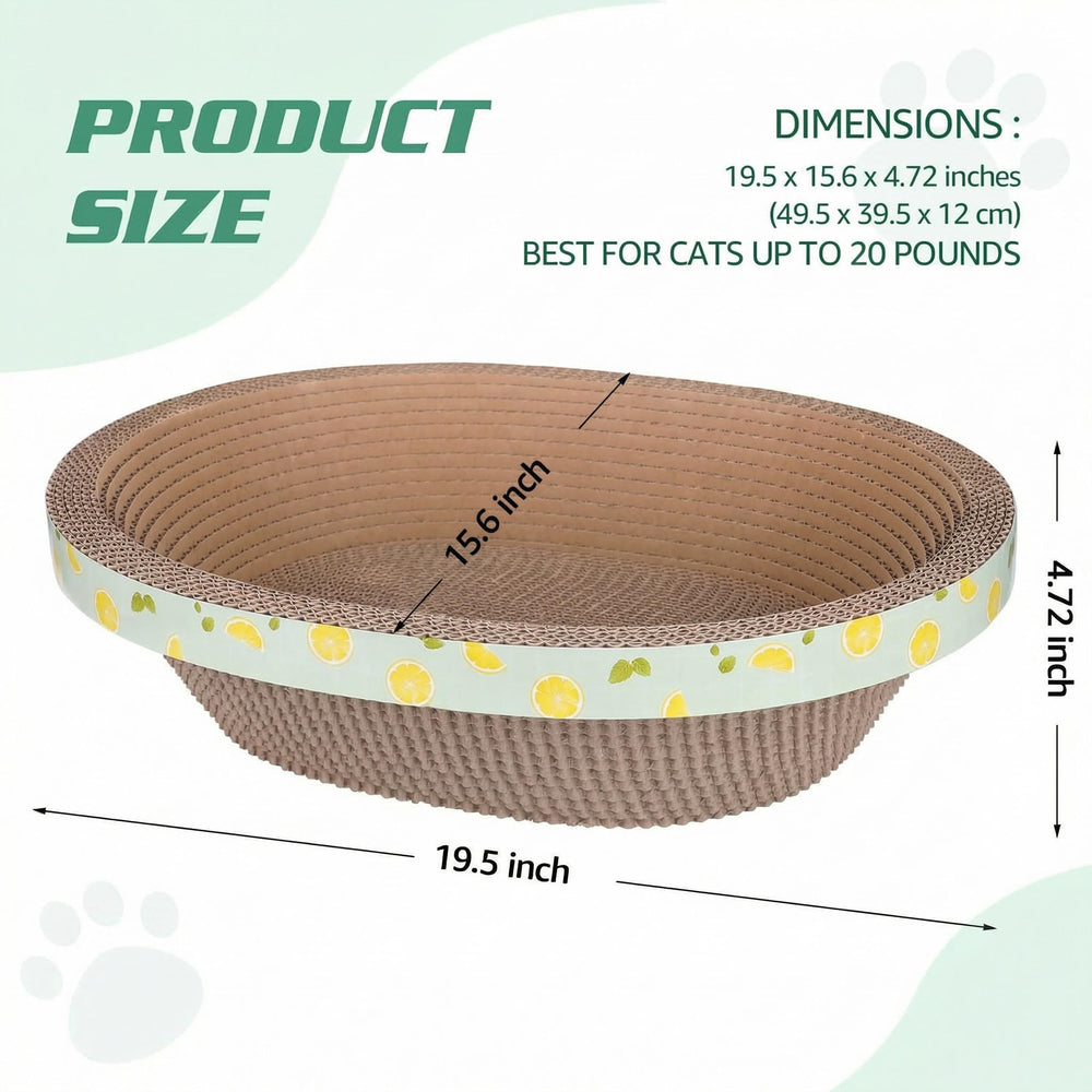 ROMOHOM cat scratcher dimensions show size options for average and large cats.