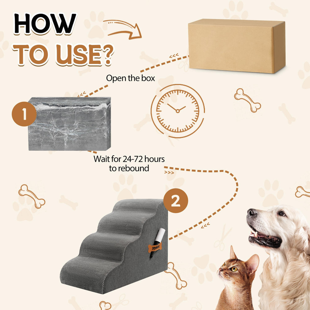 ROMROL dog stairs foam core offers soft, supportive steps for small dogs