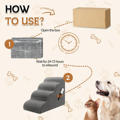 ROMROL dog stairs foam core offers soft, supportive steps for small dogs