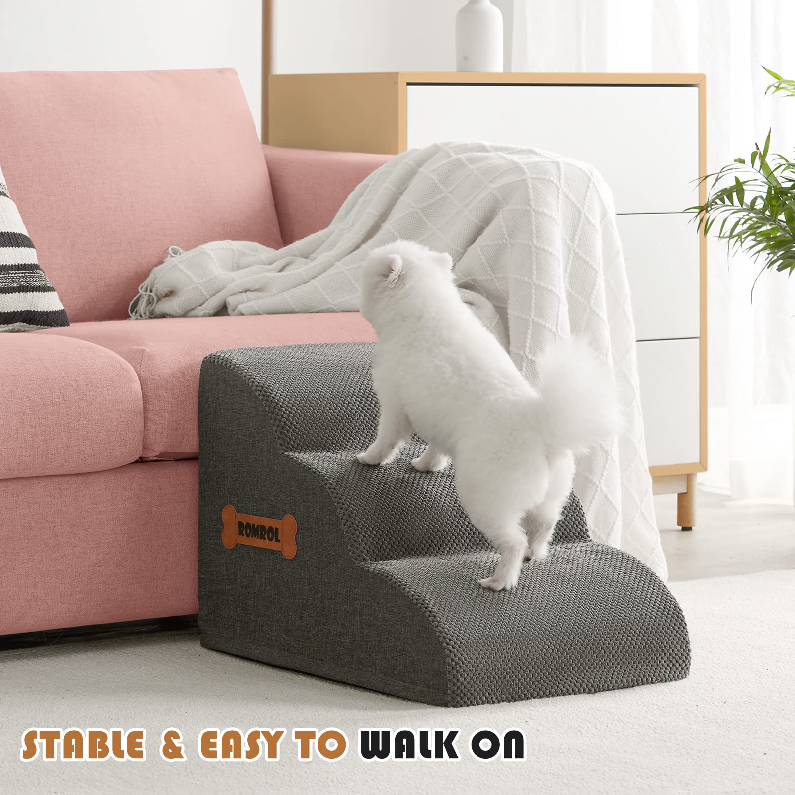 ROMROL dog stairs portable lightweight design for easy transport
