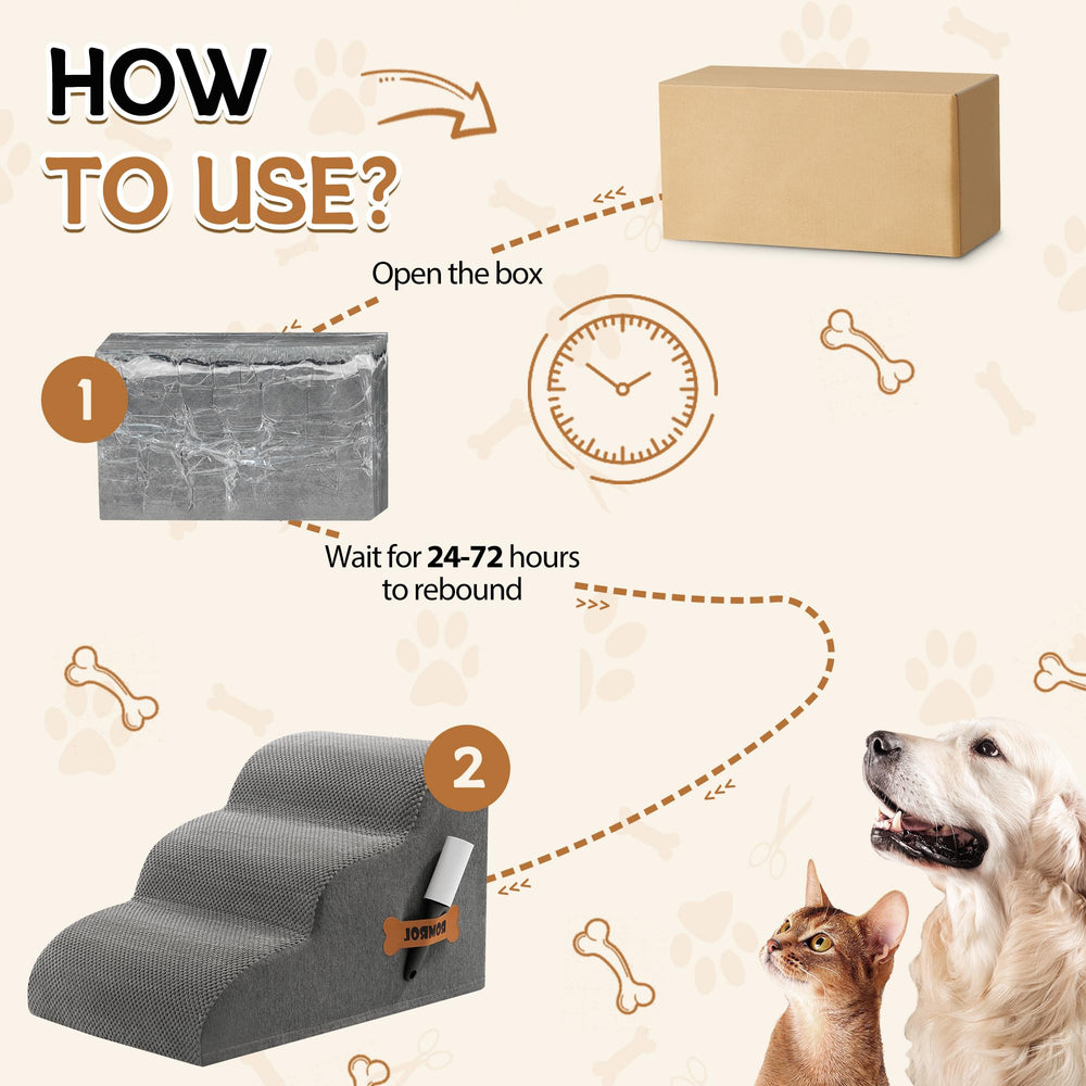 ROMROL dog stairs soft coral fleece cover for paw-friendly grip