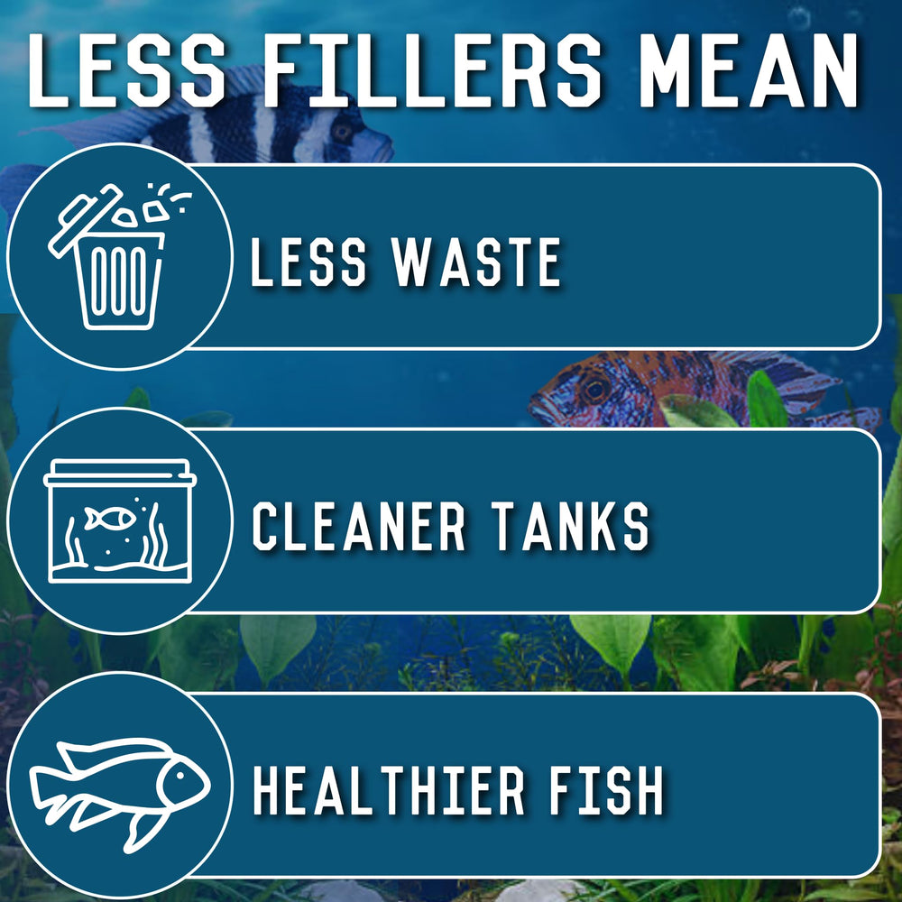 RON'S CICHLIDS slow-sinking pellets encourage natural foraging in Mbuna tanks.