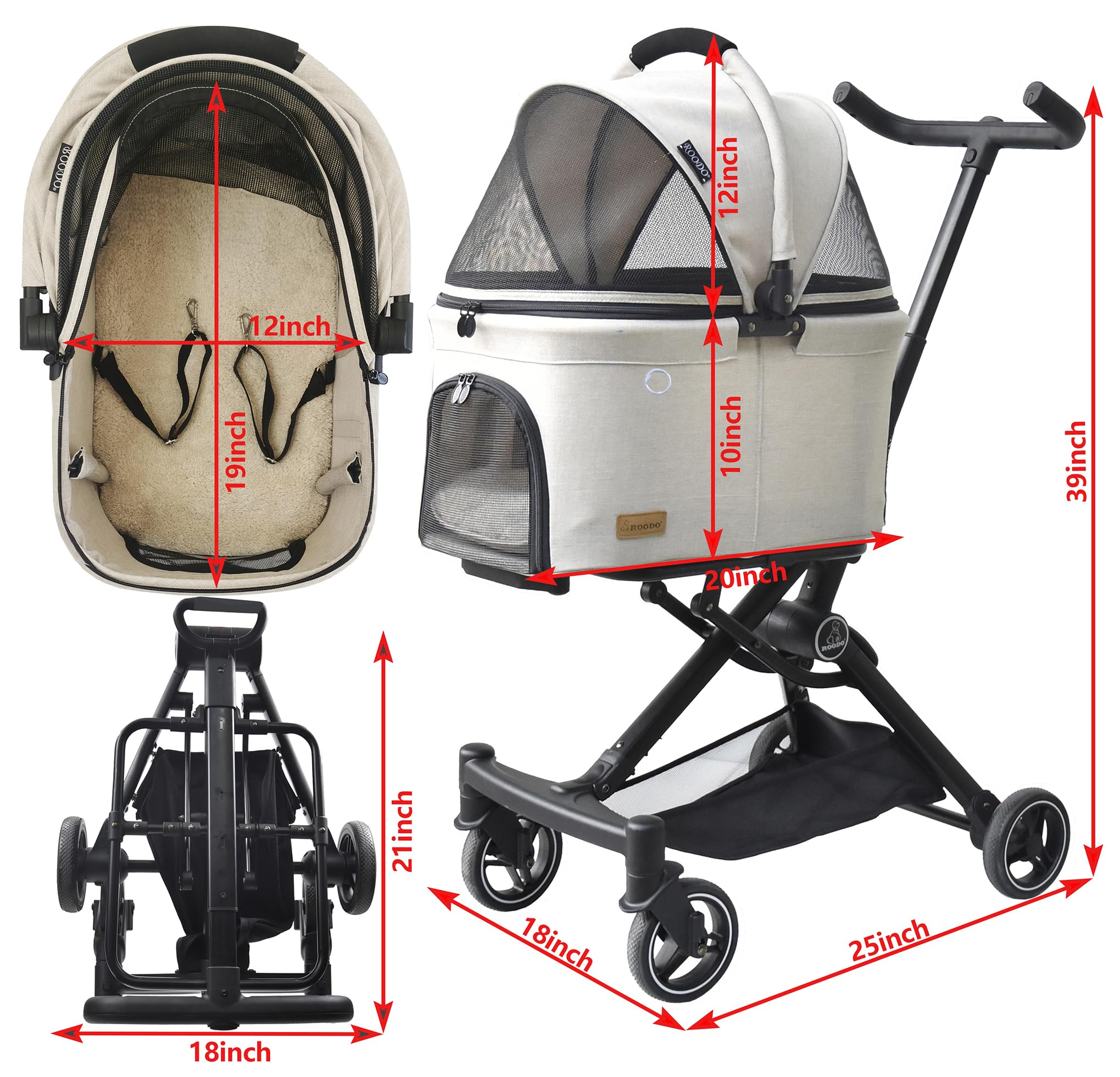 ROODO 2026 upgraded 3in1 stroller folded for compact storage