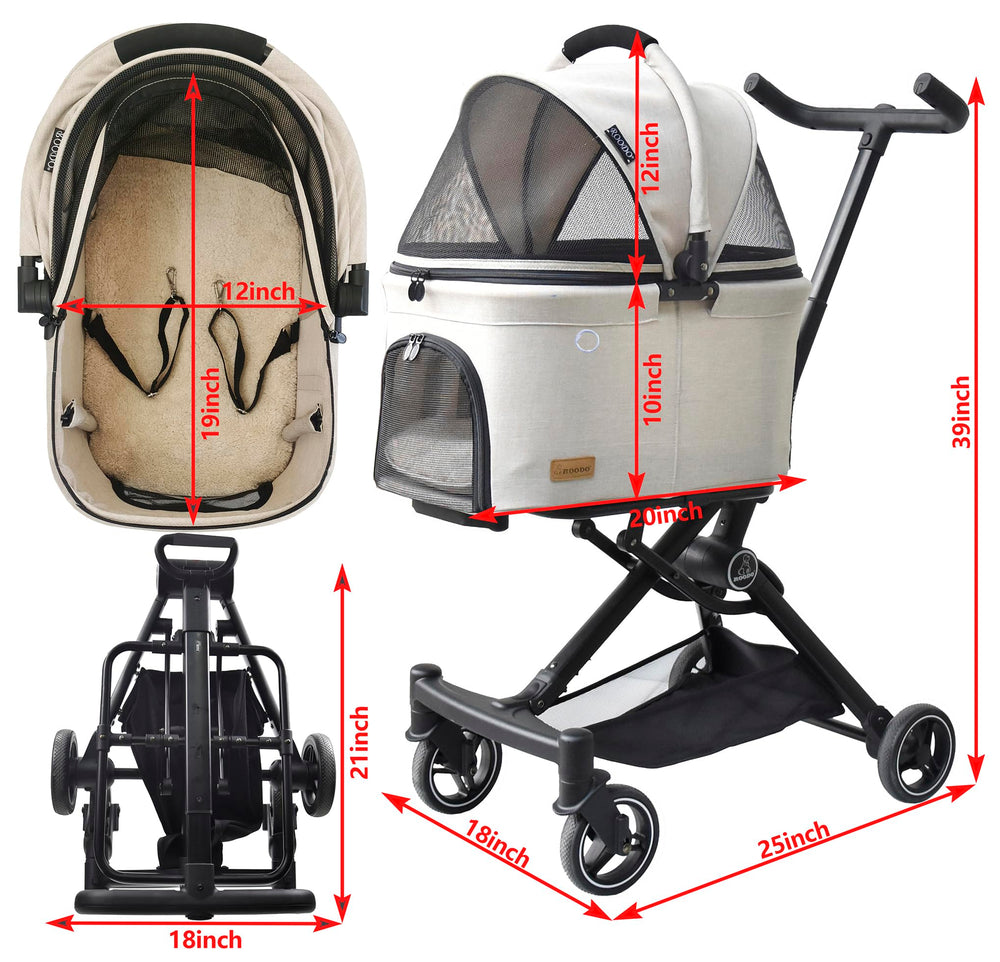 ROODO 2026 upgraded 3in1 stroller folded for compact storage
