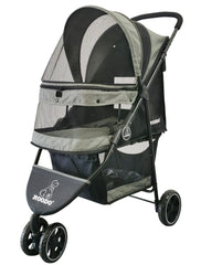 ROODO 3-wheel pet stroller front view, lightweight design for easy jogging.