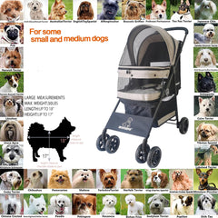 ROODO 4‑Wheel Pet Stroller folded state shows compact, trunk‑friendly design for travel.
