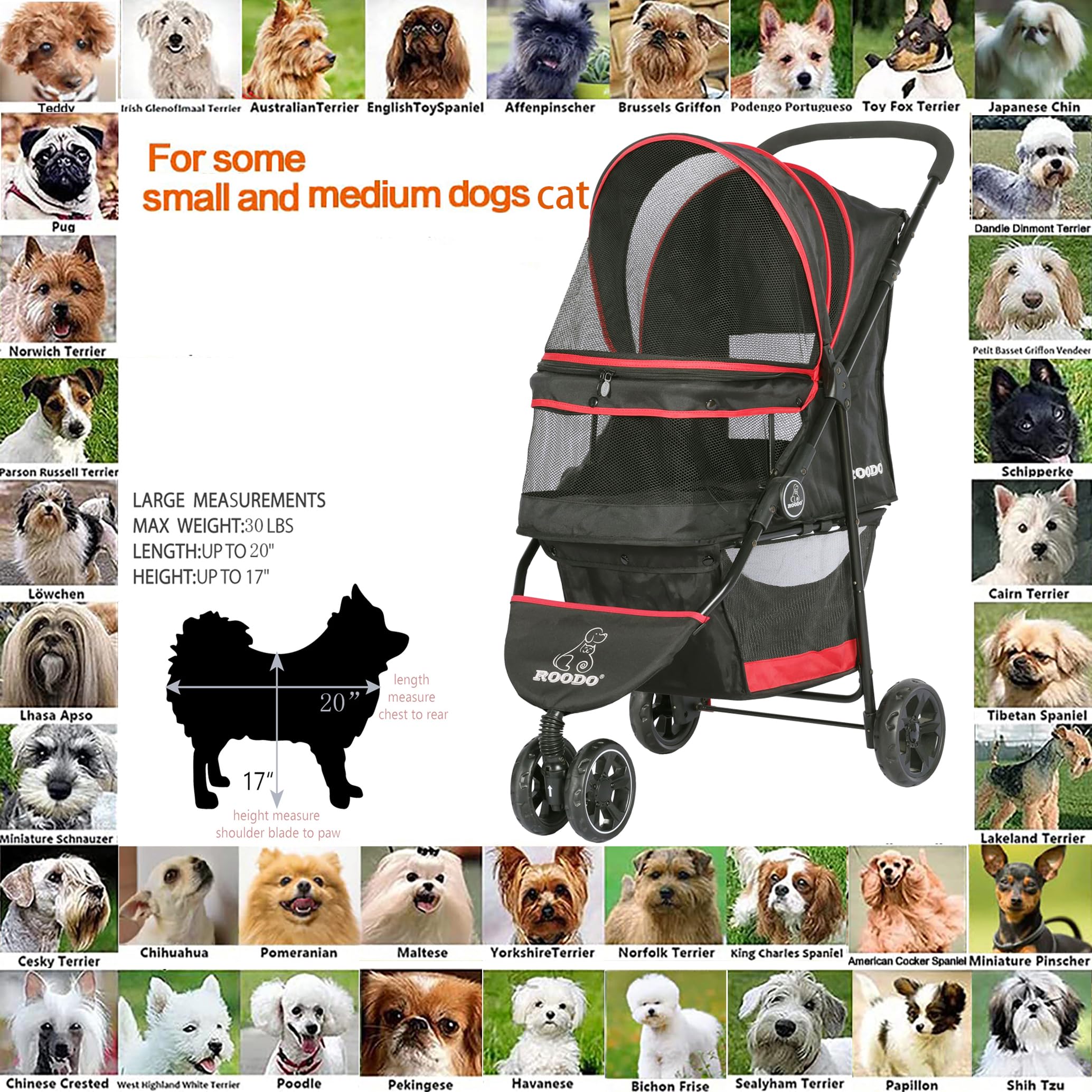 ROODO Escort expanded size demonstrates roomy space for small to medium pets.