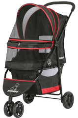 ROODO Escort 3-wheel pet stroller front view, easy steering for small and medium pets.