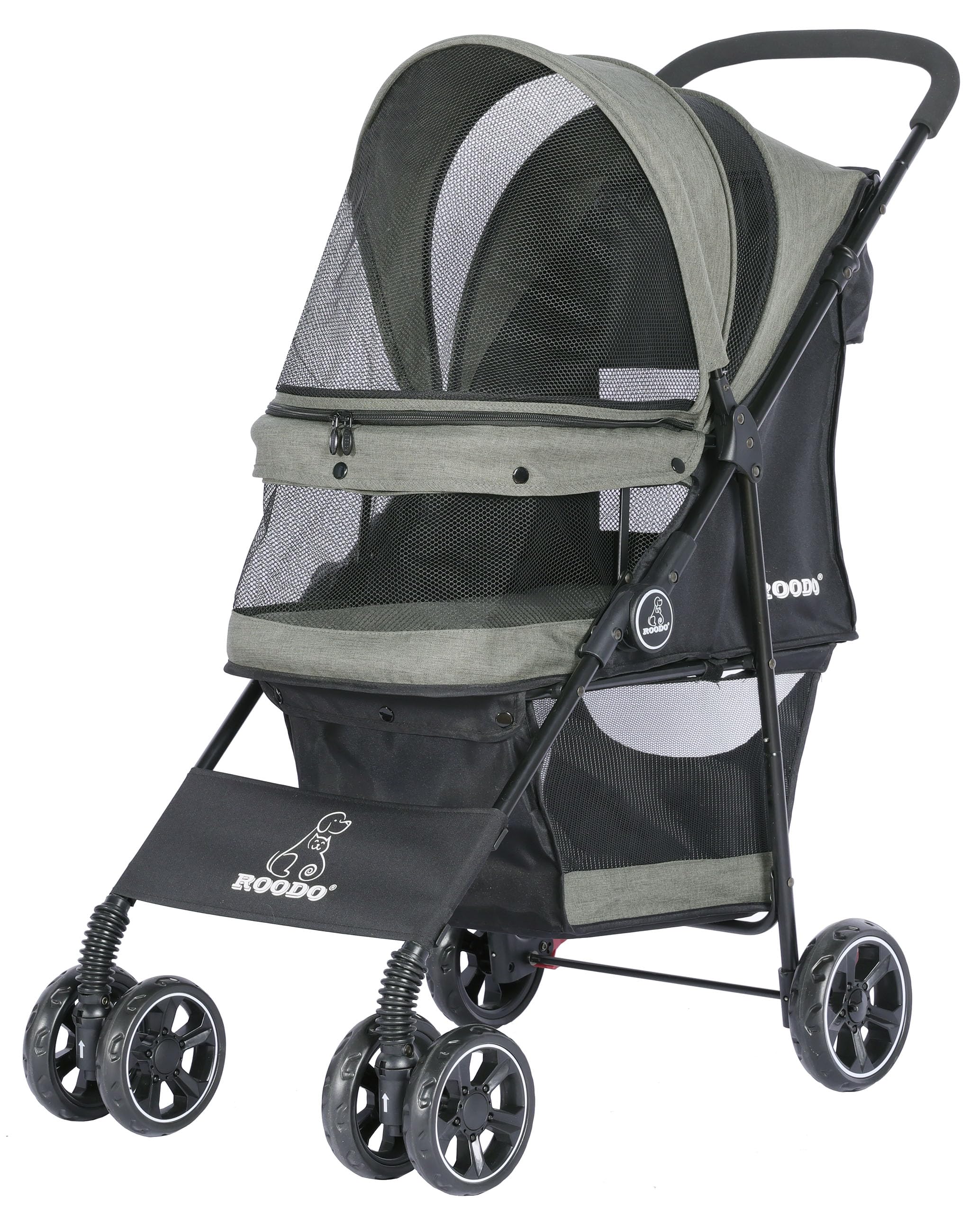 ROODO Escort 4 Wheel Pet Stroller front view showing smooth maneuverability for pets