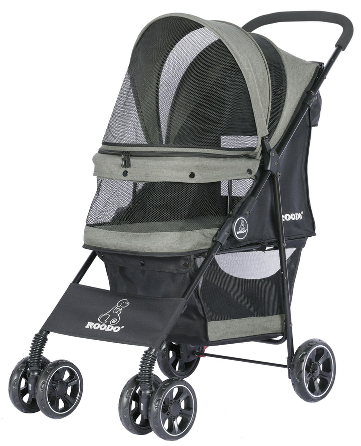 ROODO Escort 4 Wheel Pet Stroller front view showing smooth maneuverability for pets