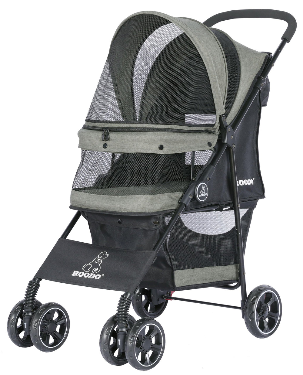 ROODO Escort 4 Wheel Pet Stroller front view showing smooth maneuverability for pets
