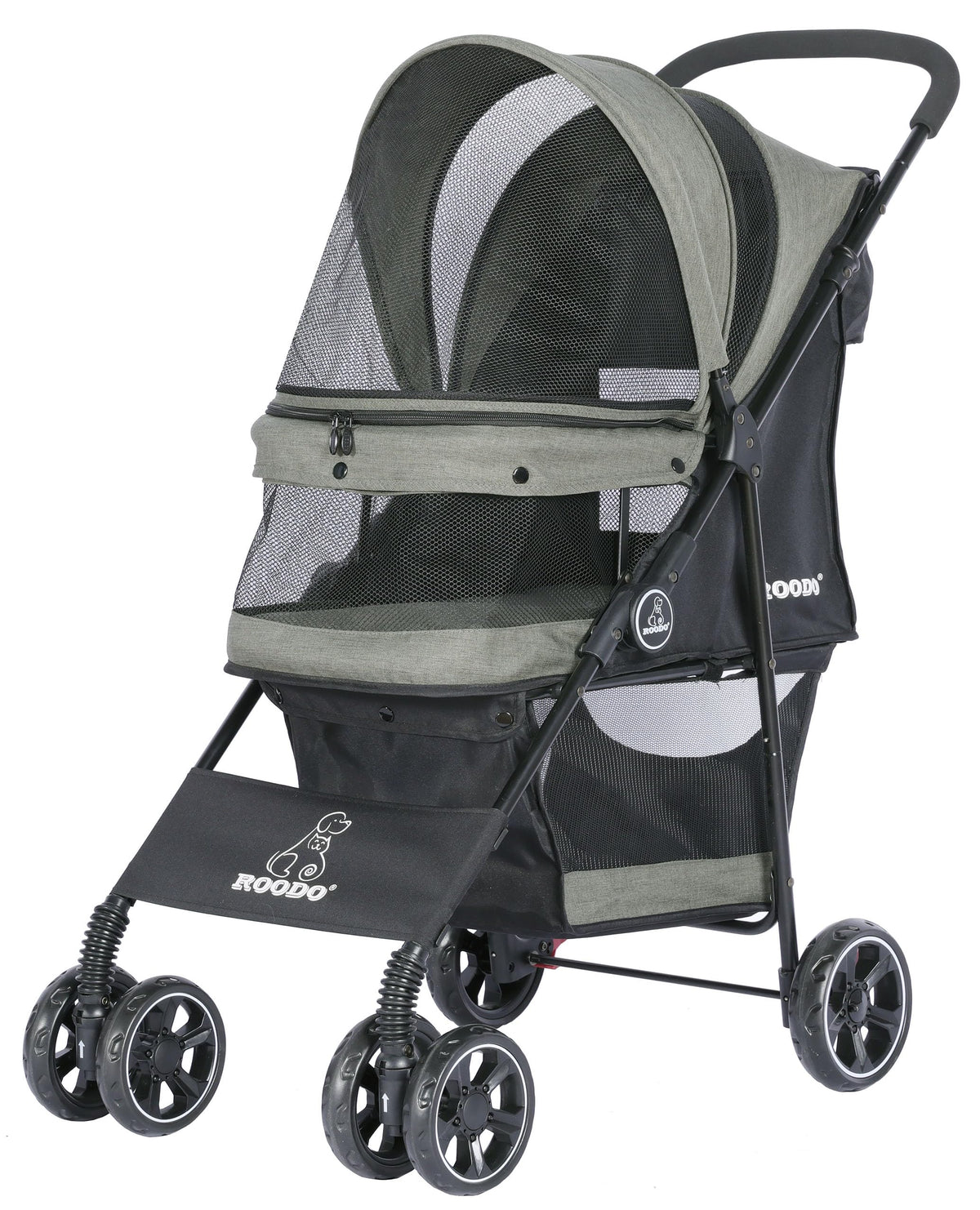 ROODO Escort 4 Wheel Pet Stroller front view showing smooth maneuverability for pets