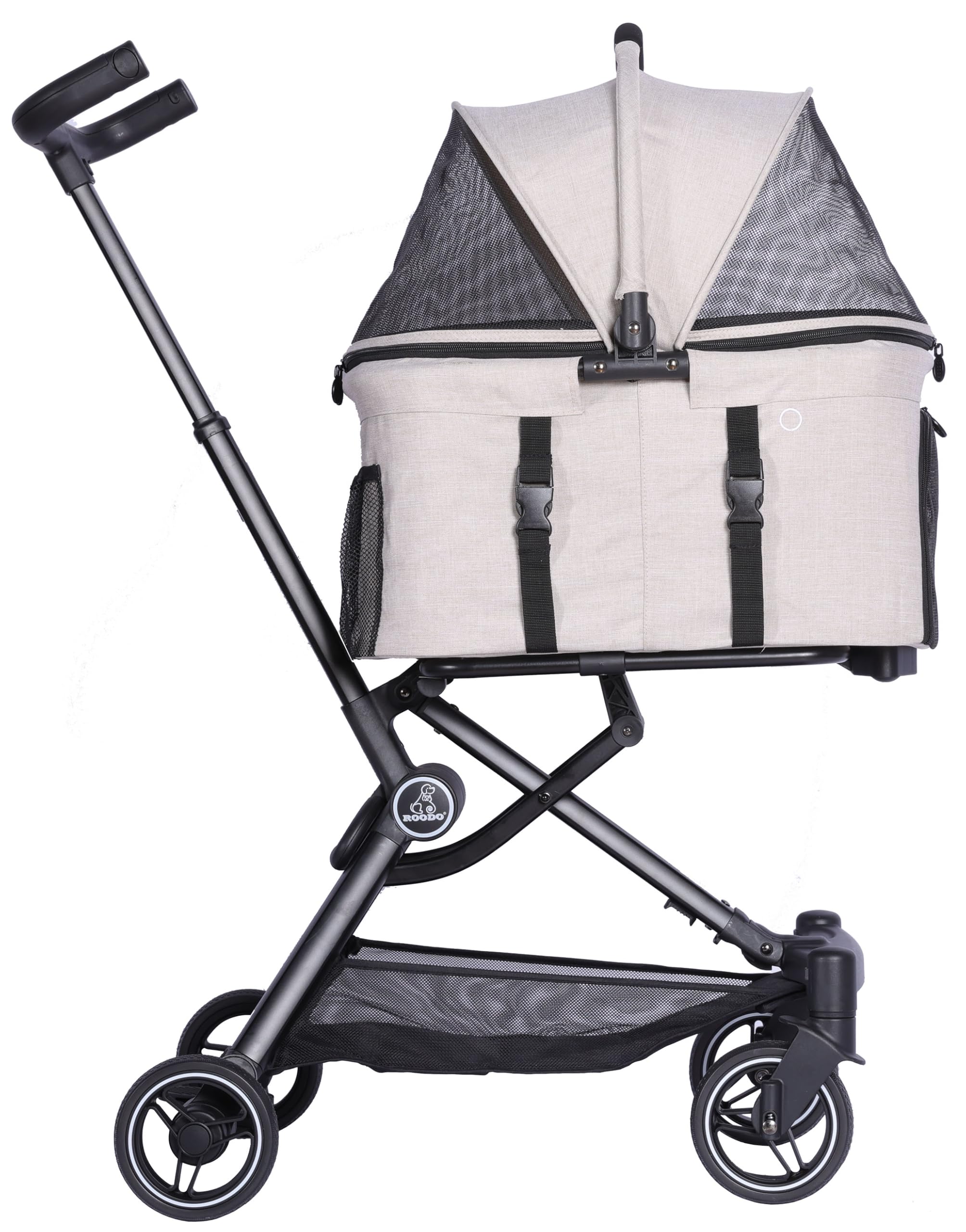 ROODO stroller sunshade and mesh windows for airy visibility