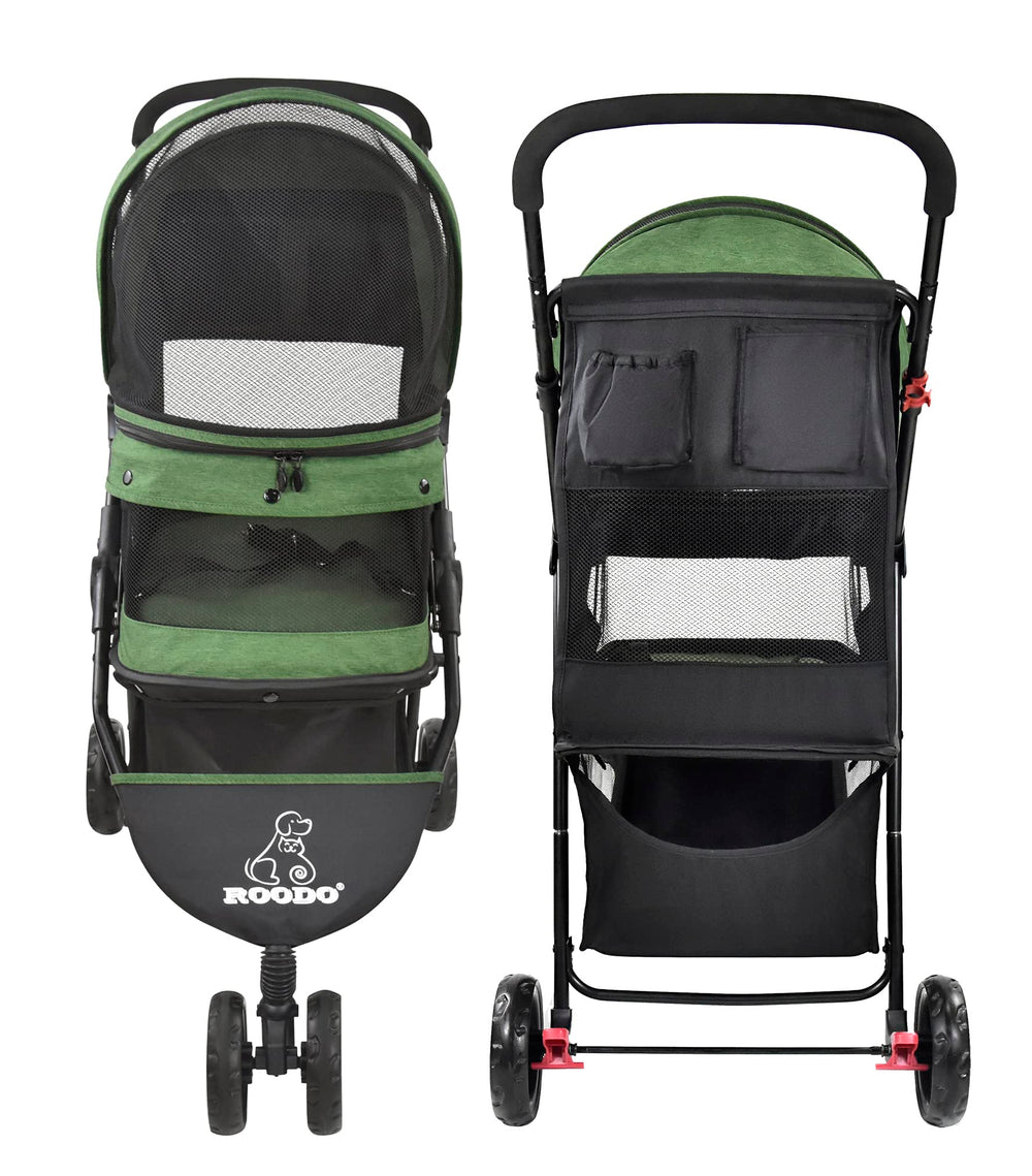 ROODO travel ready pet stroller supports outdoor adventures with pets up to 30 lbs