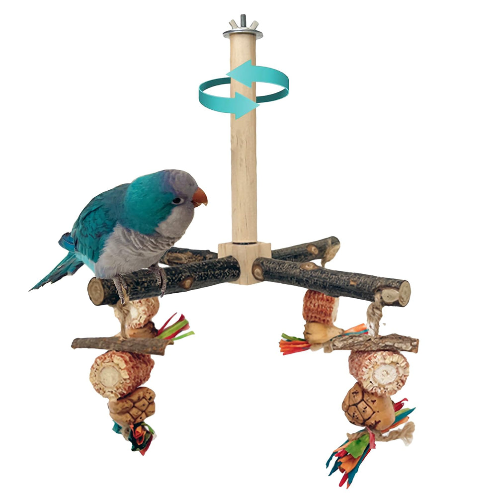 ROOJUNE Bird Perch 360° rotating with textured surface for active birds.