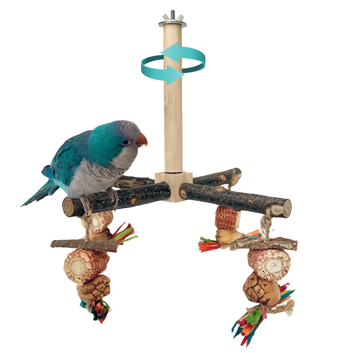 ROOJUNE Bird Perch 360° rotating with textured surface for active birds.