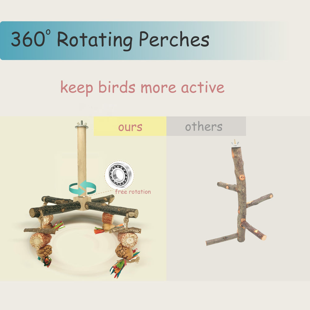 ROOJUNE foraging arms perch enabling treat-based play.