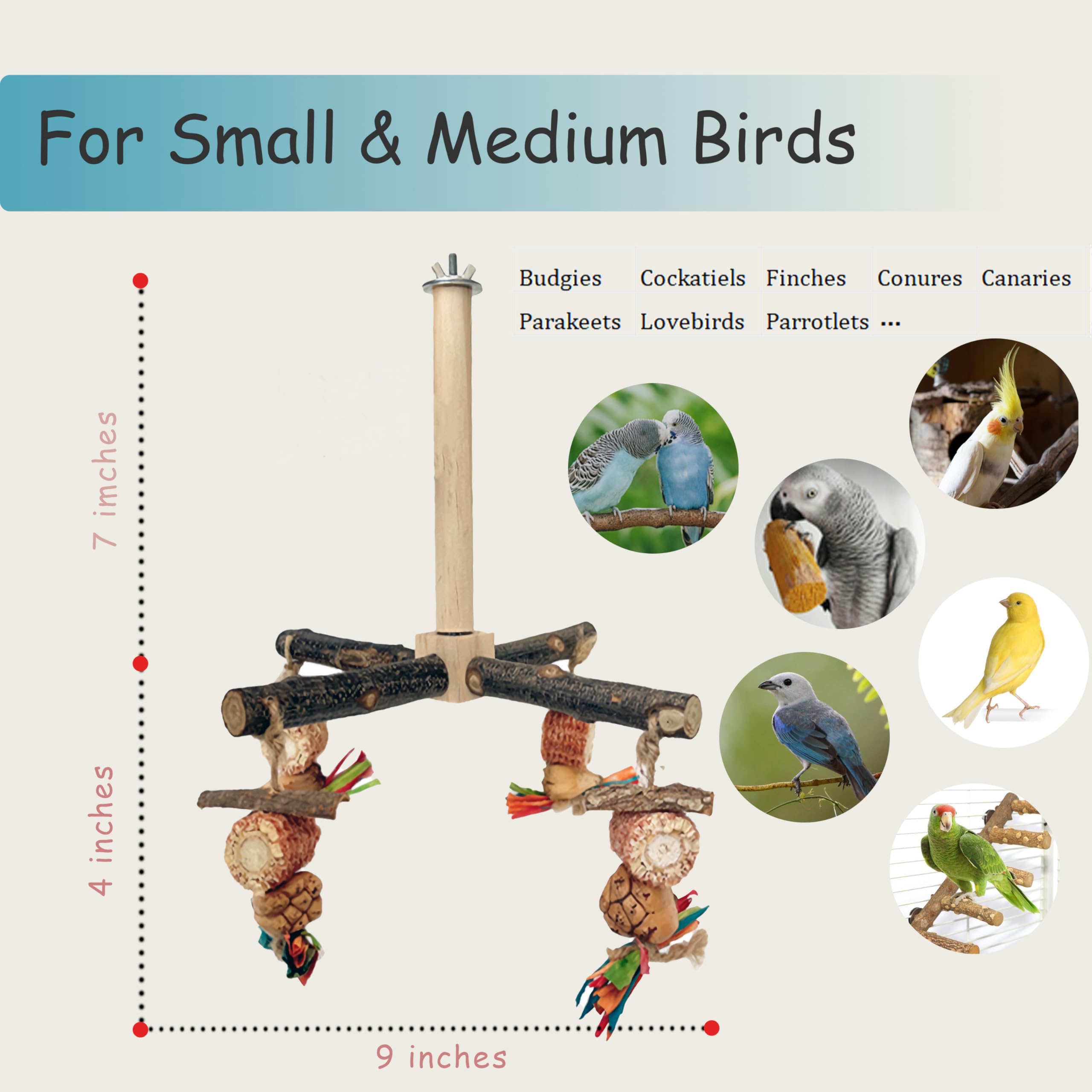 ROOJUNE natural chestnut wood chew toys for beak enrichment.