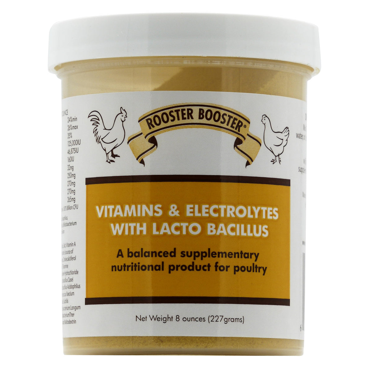 Rooster Booster balance bottle pour demonstrates easy dosing for poultry hydration and nutrition.