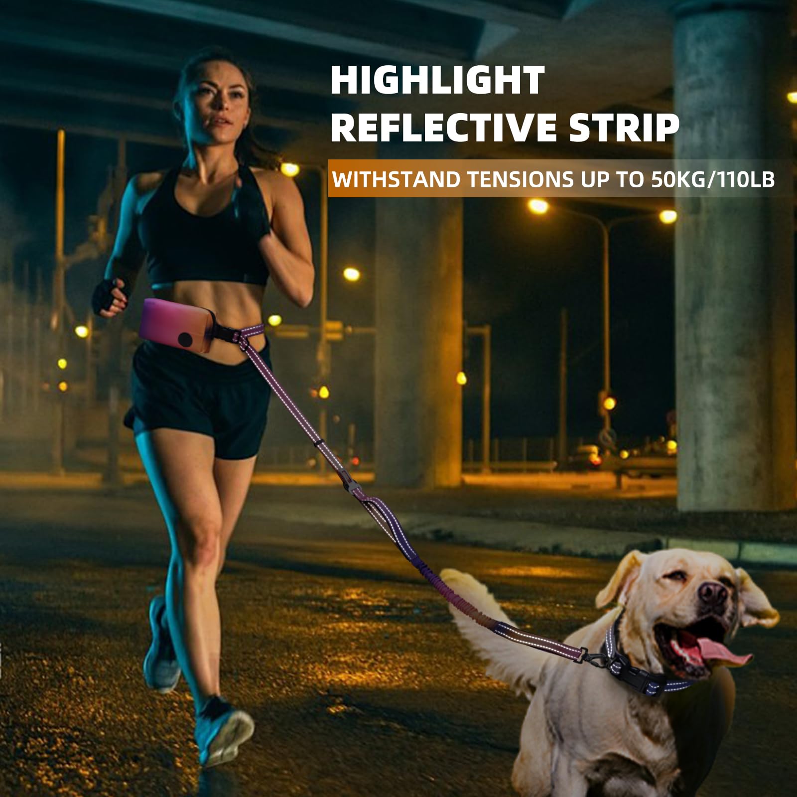 Roses&Poetry bungee cord absorbs pulls during energetic runs.