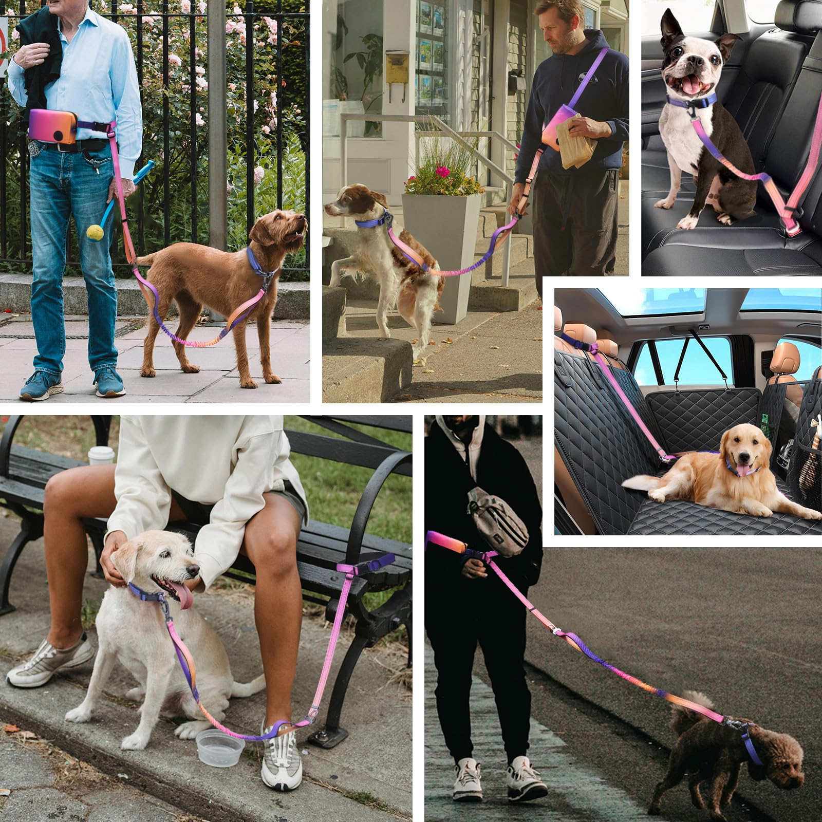 Roses&Poetry car seatbelt clip keeps the leash secure during car rides.