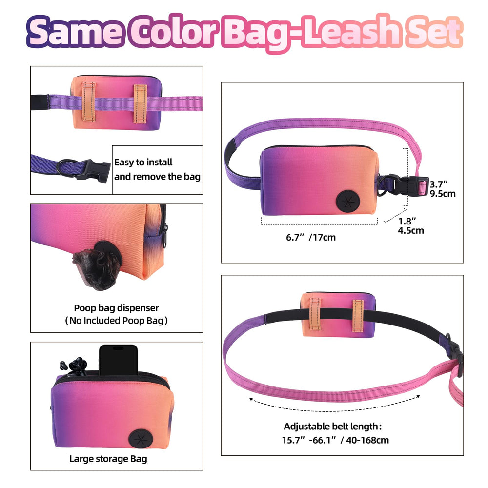 Roses&Poetry leash with removable zipper pouch for quick access essentials.