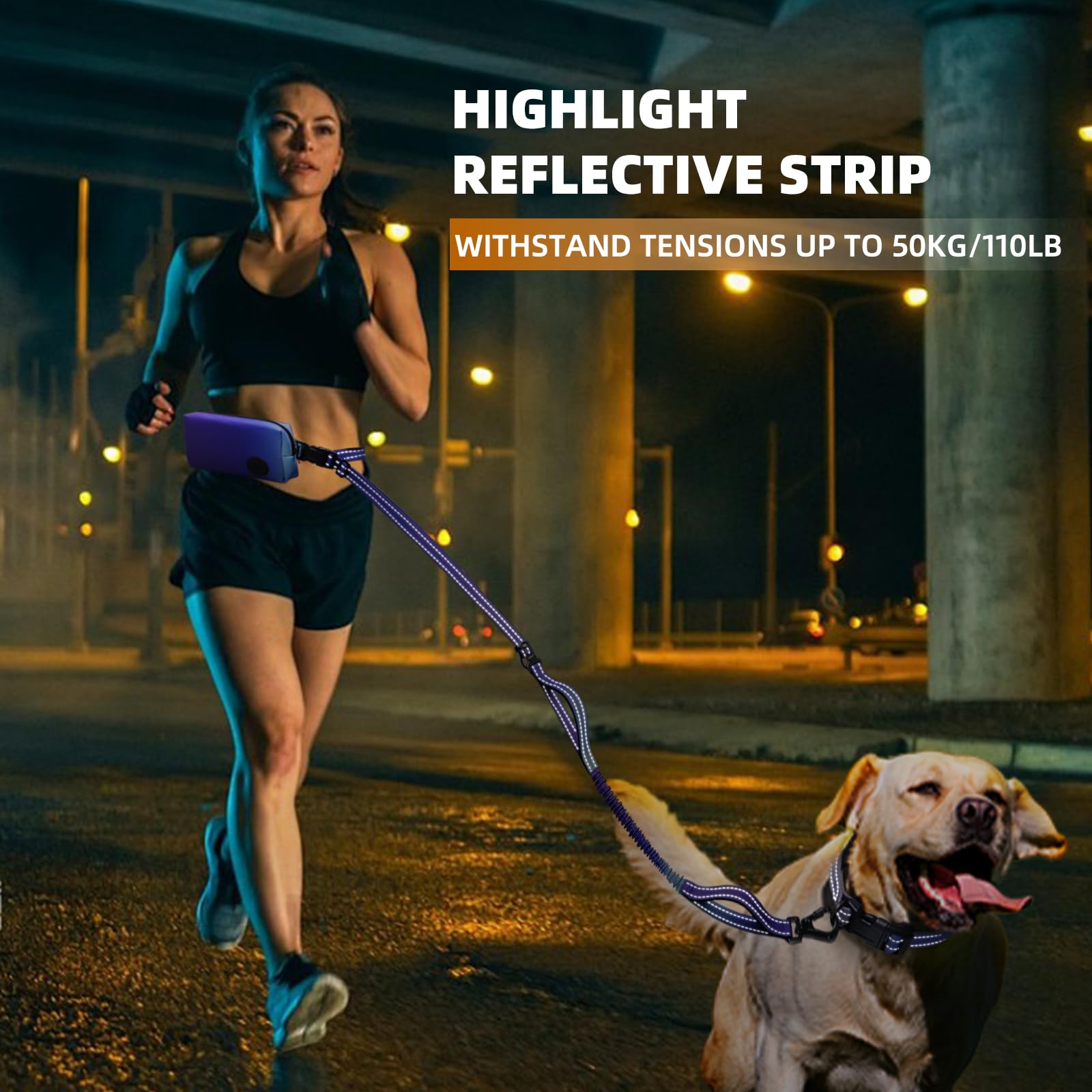 Roses&Poetry hands-free leash anti-shock-bungee absorbs pulls for comfort