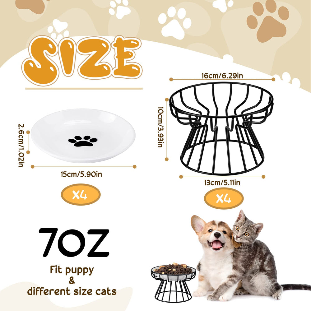 Roshtia ceramic bowls in black paw design with smooth feeding surface