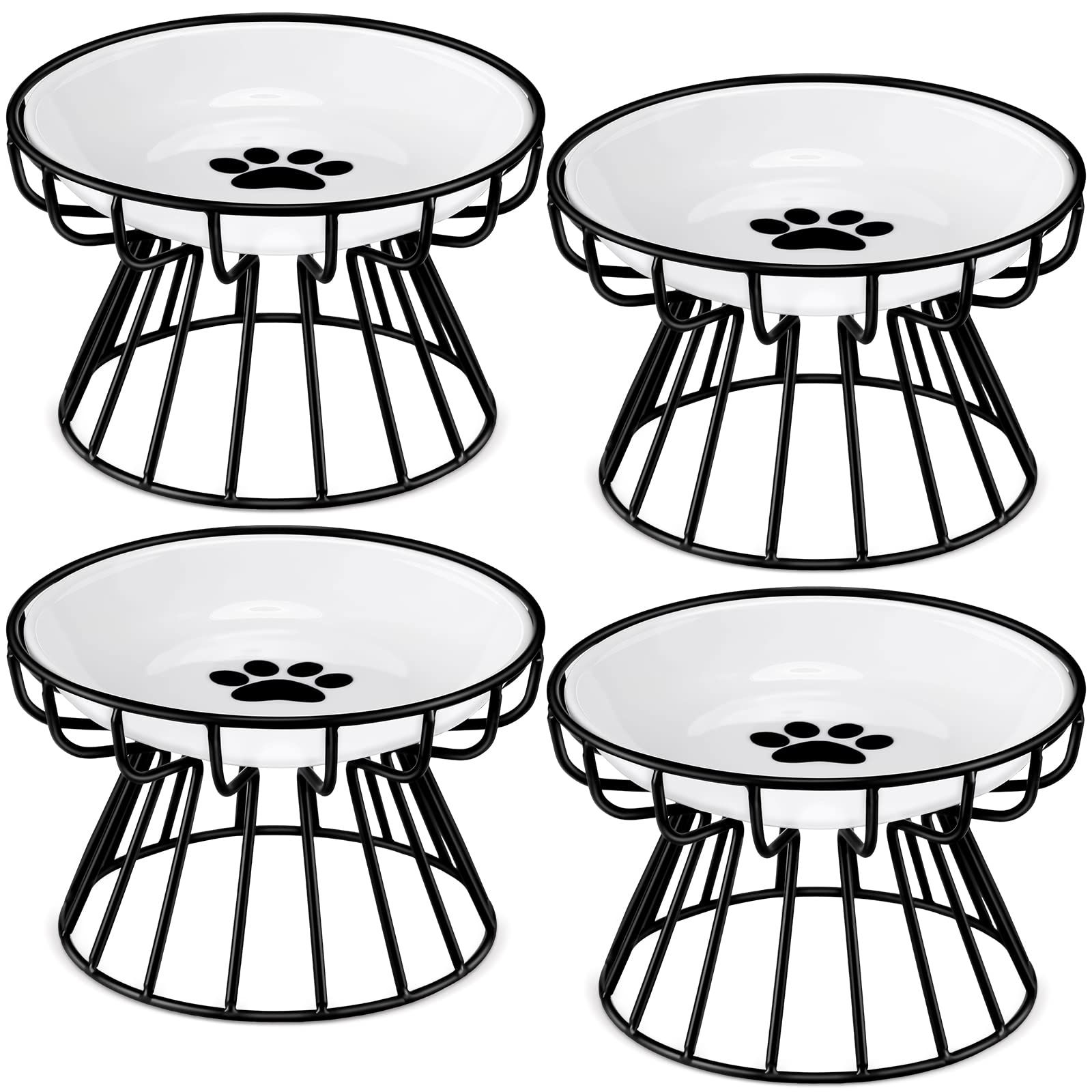 Roshtia elevated cat bowls with metal stand for tidy feeding in multi-cat homes