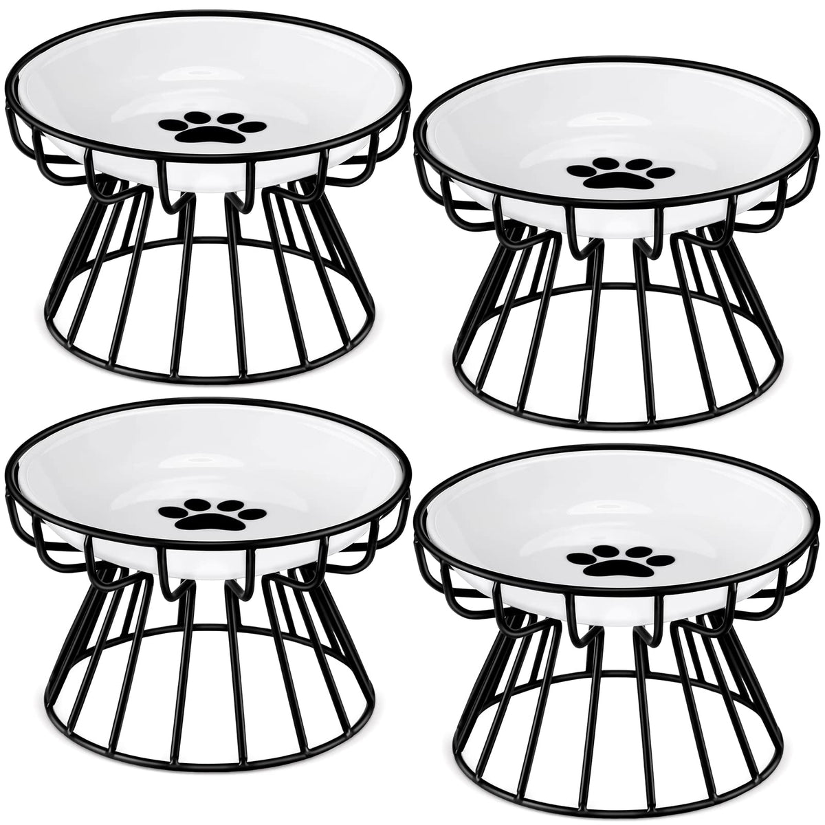 Roshtia elevated cat bowls with metal stand for tidy feeding in multi-cat homes