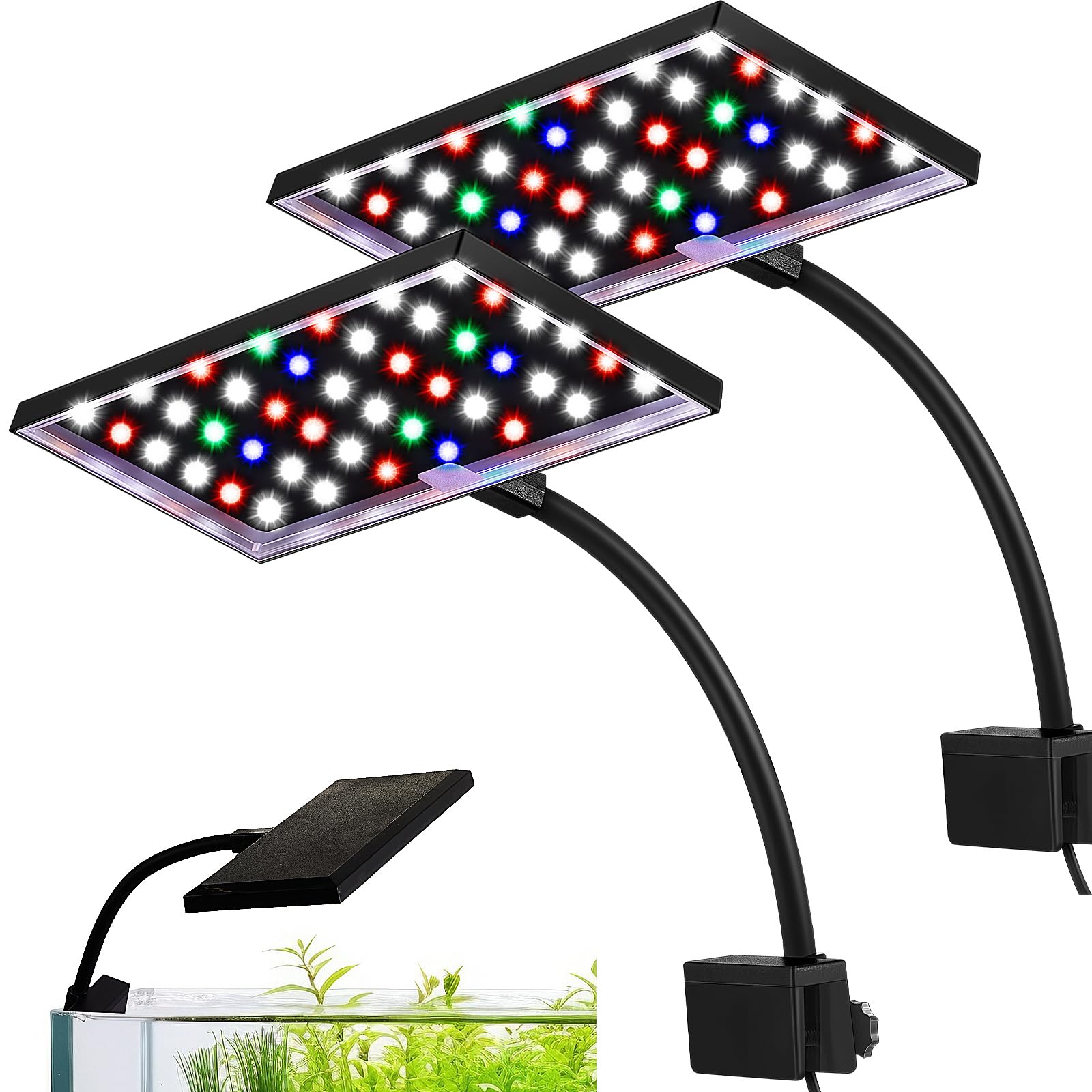 Rossesay clip-on LED aquarium light attached securely to the tank edge for easy mounting