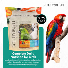 RoudyBush California Blend with dried peaches adds fruity variety for birds.