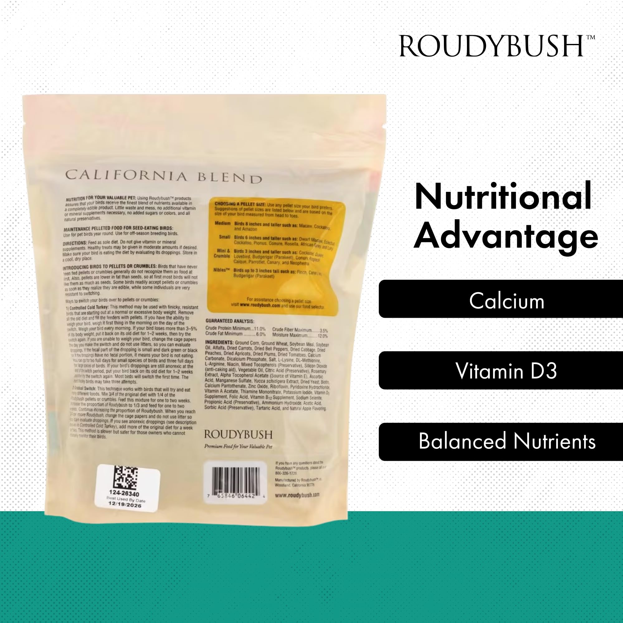 RoudyBush California Blend dried vegetables enhance color and fiber.