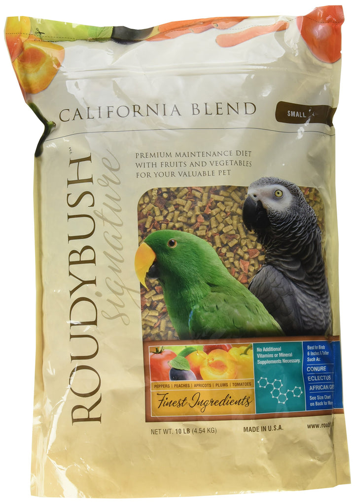 RoudyBush California Blend for Birds small 10 lbs bag with fruit and pellets supports balanced nutrition