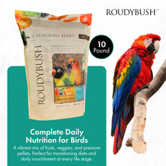 RoudyBush California Blend mini pellets close-up for smaller parrots.