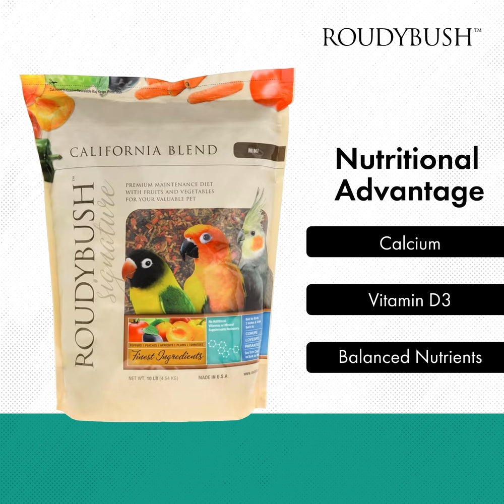 RoudyBush California Blend supports a smooth diet transition for birds.