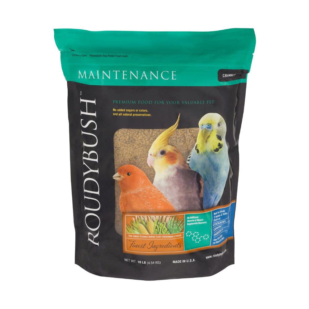 RoudyBush Daily Maintenance Crumbles 10 lb bag for steady feeding.