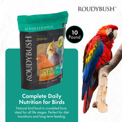 RoudyBush Daily Maintenance Crumbles pellets closeup showing texture for easy consumption.