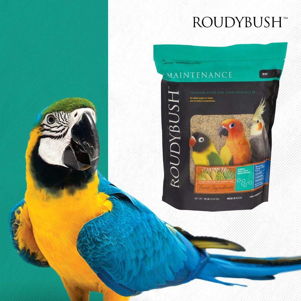 RoudyBush bag and label image communicates easy home feeding and consistent nutrition.