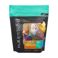 Roudybush daily maintenance pellets bag helps busy owners feed small birds easily.