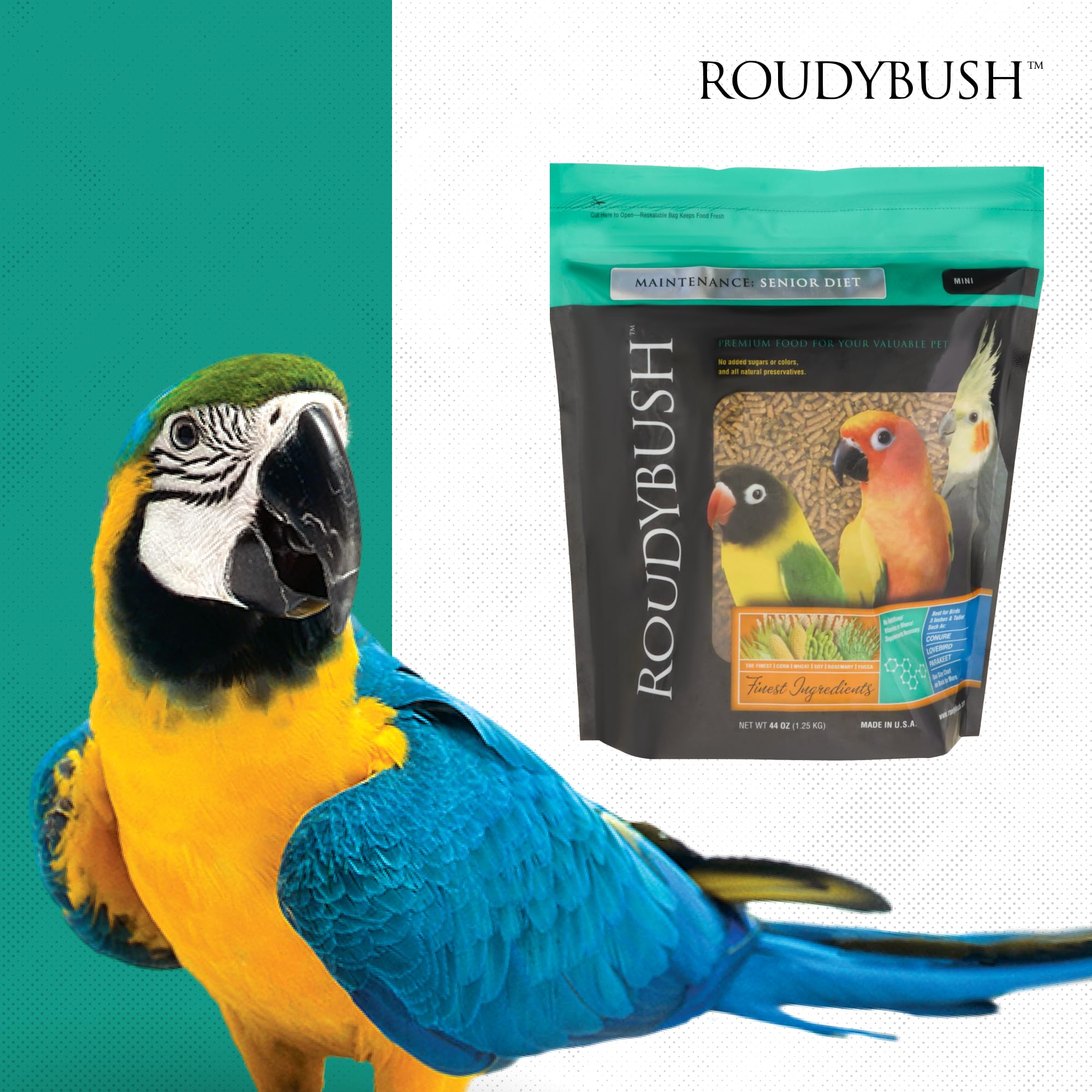 RoudyBush Brand logo on packaging for easy recognition.