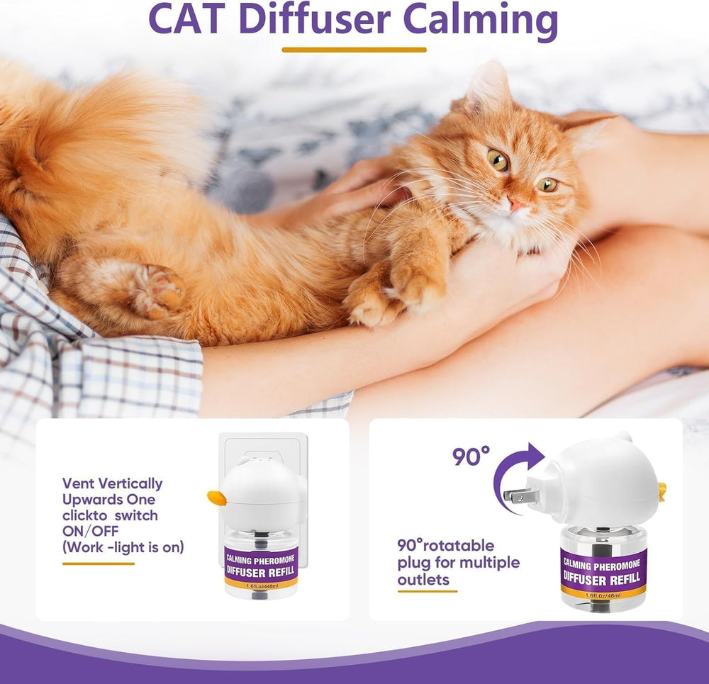 ROULU lifestyle scene with a calm cat beside the diffuser