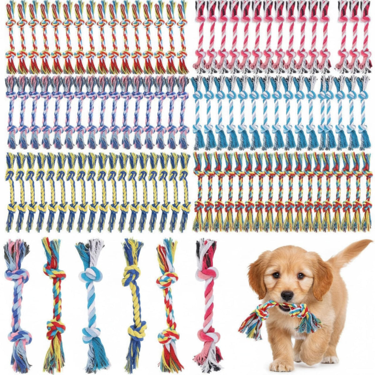 RoundFunny knot rope dog toy blue for small dogs promotes interactive play and chewing