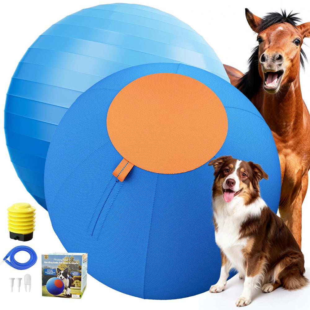 RoundT2 Happypaw 18 inch Herding Ball close up of the durable cover for tough chewers