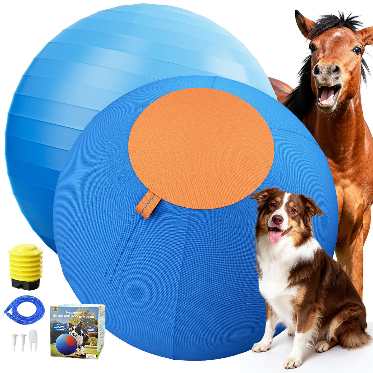 RoundT2 Happypaw 18 inch Herding Ball close up of the durable cover for tough chewers