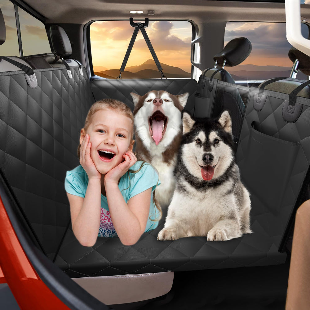 ROUWINNE back seat extender with wide coverage for dogs on road trips.